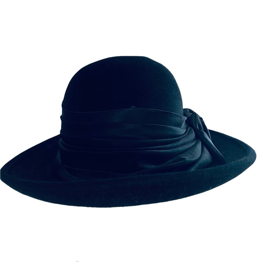 VINTAGE VIV KNOWLAND HATS WOMEN'S BLACK 100% FUR FELT HAT